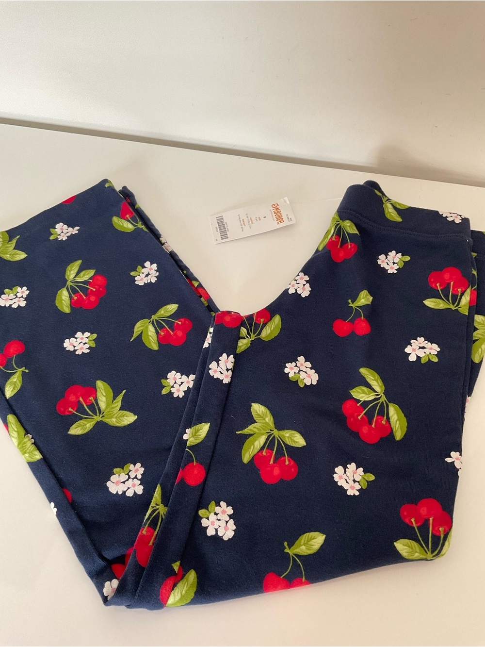 Gymboree Kids Navy Cherry Print Leggings Size 8 (NWT)